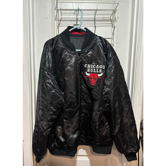 Vintage Y2k NBA G-III Bulls Reversible Jacket 5XL Patches Snap Button Carl Banks - Picture 8 of 10
